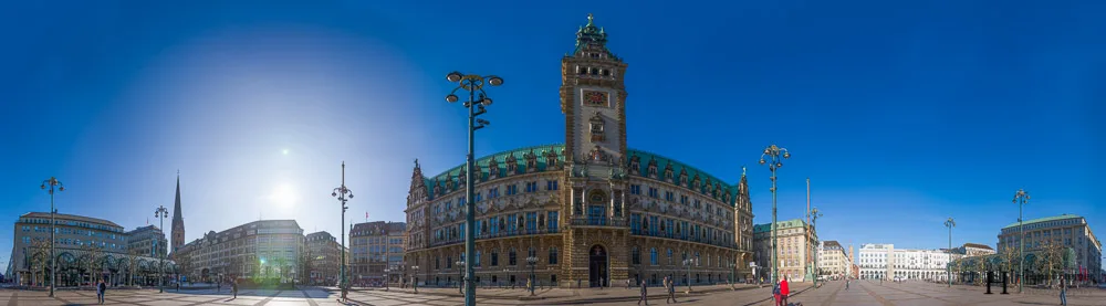 360° panorama of the main city square in Hamburg