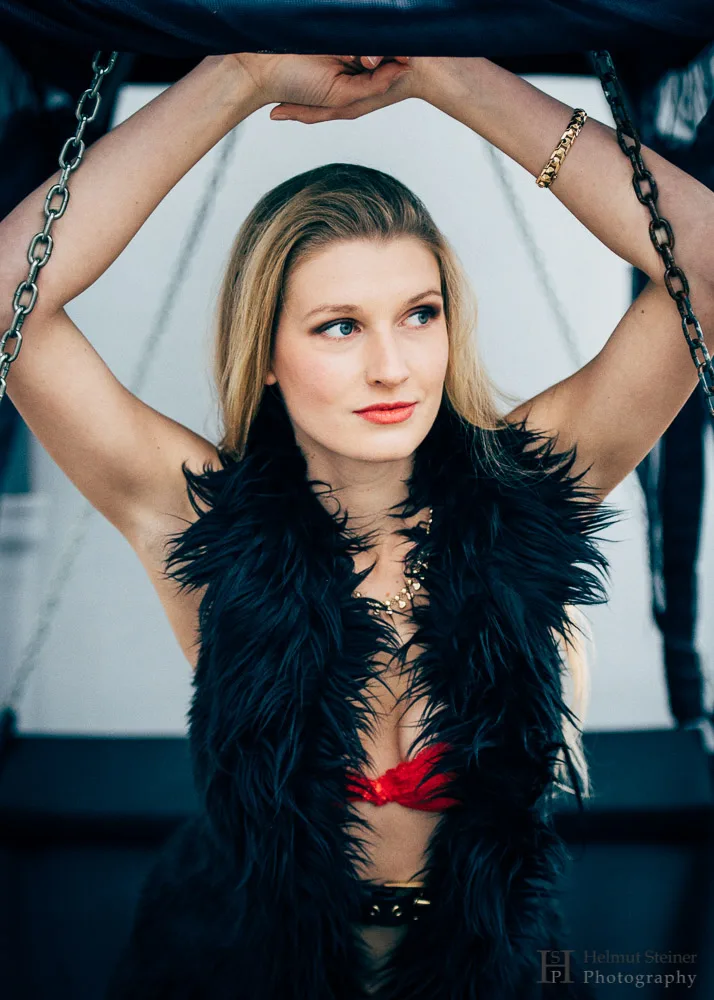 Girl in red lingerie; boudoir photography